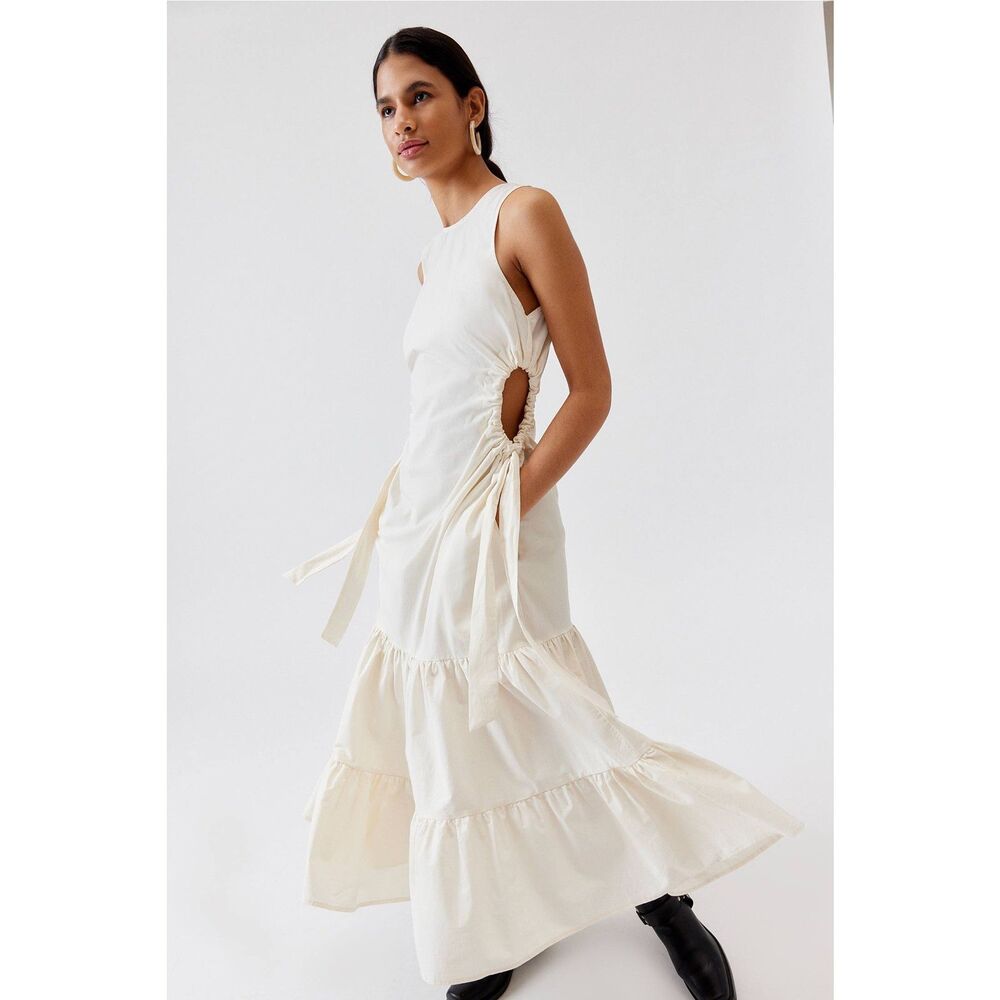 Free People Cream Midi Dress with Side Cutouts - Picture 4 of 13